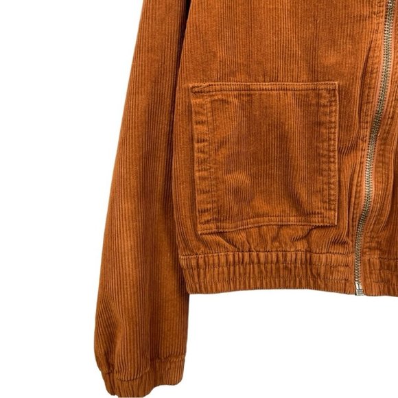BDG Harrington Corduroy Zip-Up Jacket in Rust Brown Size S - Picture 5 of 7